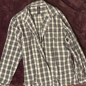 Chaps Black and Cream-White Plaid Men's Shirt